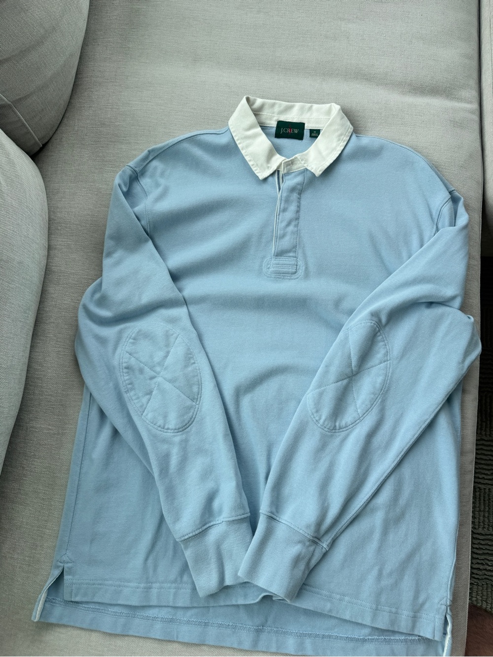 J. Crew Light Blue Rugby Polo with White Collar